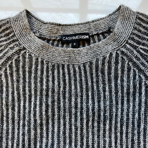 $370 Cashmerism RIB-KNIT Raglan Cashmere Pullover Gray Charcoal  Sweater sz S - Picture 6 of 11